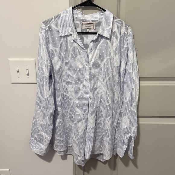 Johnny Was Flore Seersucker Button Down Shirt - Picture 4 of 7